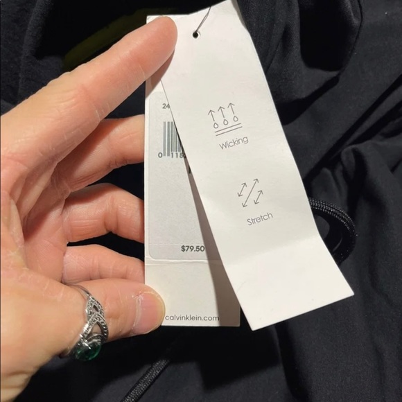 NWT Men’s Medium Calvin Klein Linear Logo Prints Drawstring Hoodie In Black - Picture 8 of 11